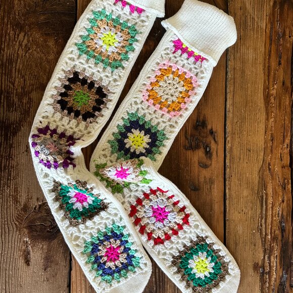 - ⭐️⭐️ OVER THE KNEE GRANNY SQUARE SOCKS - Picture 2 of 3